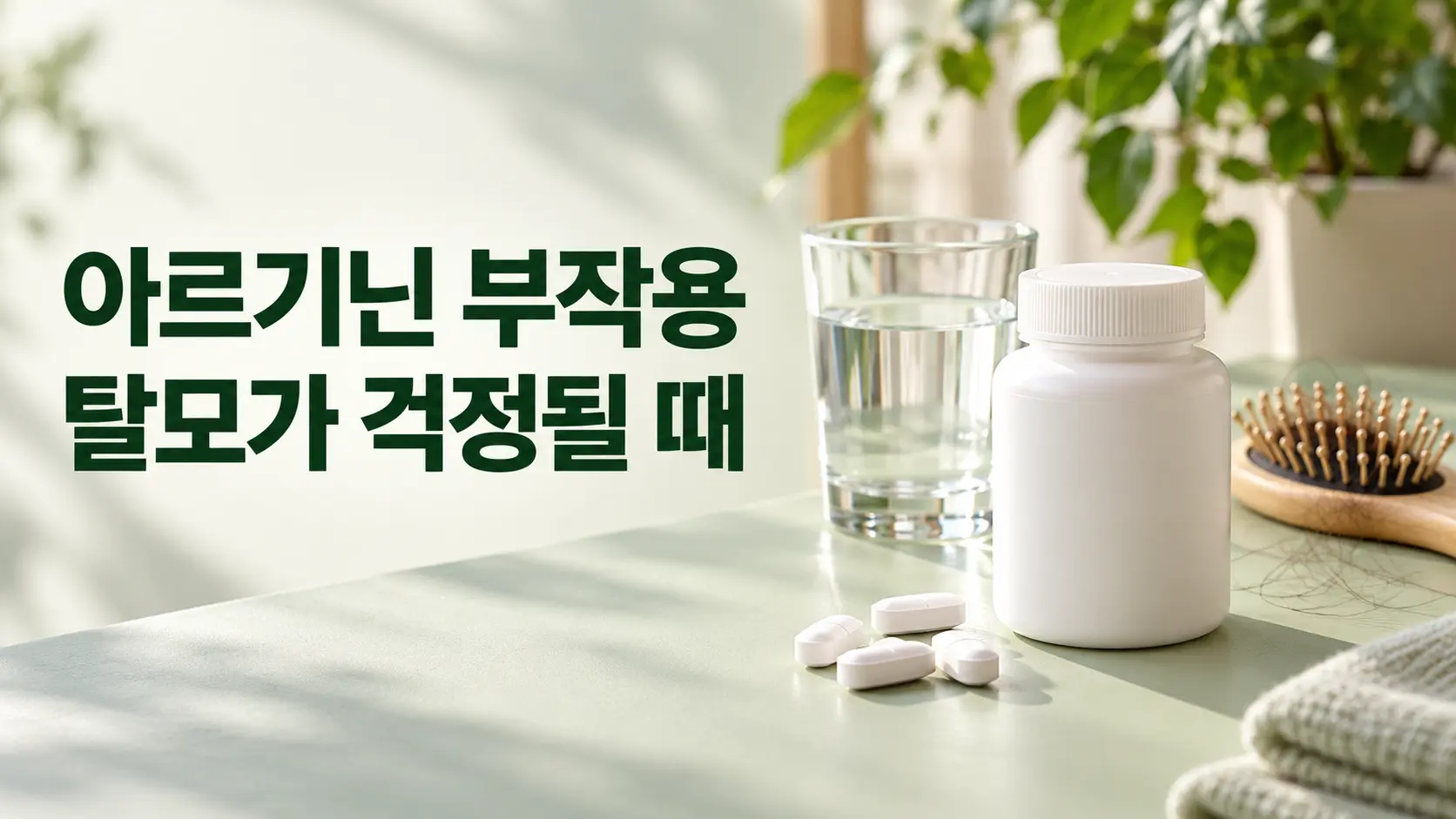 아르기닌 보충제와 탈모에 관한 궁금증을 표현한 이미지